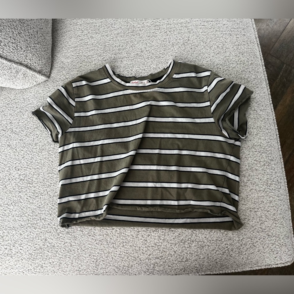 green, white and black striped crop top!